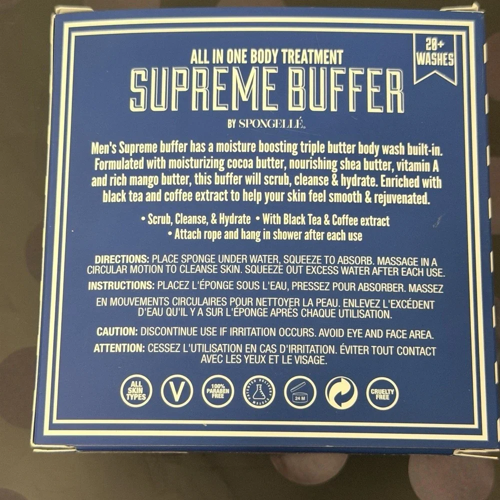 Spongelle MEN's TRIPLE BUTTER‎ SUPREME ~ CEDAR ABSOLUTE Sponge Shower Buffer New